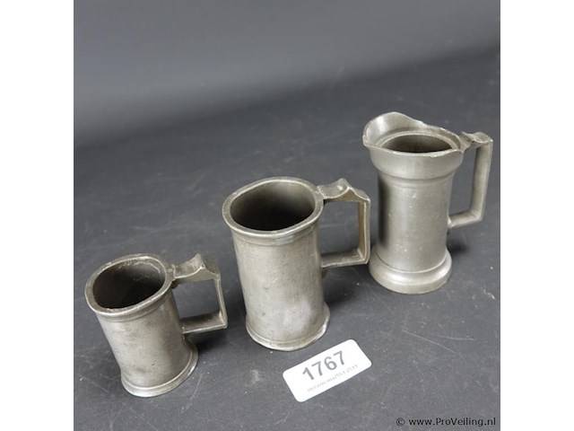 3 antieke tinnen maten - afbeelding 2 van  5