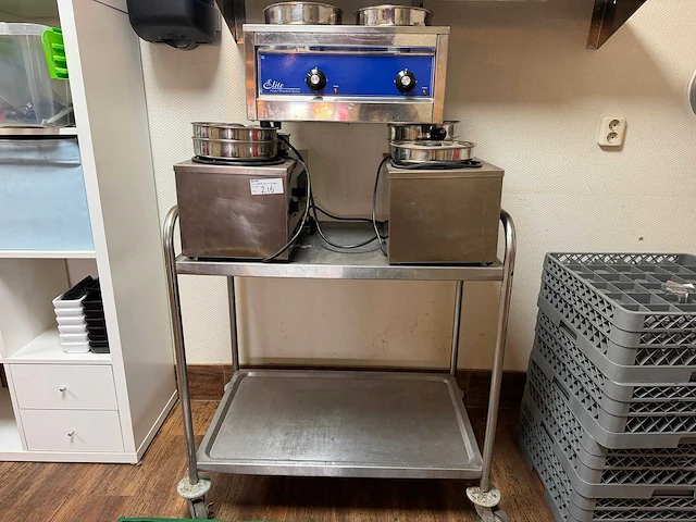 3 au-bain-marie / warmhoudapparaat en 1 serveerwagen - afbeelding 1 van  6