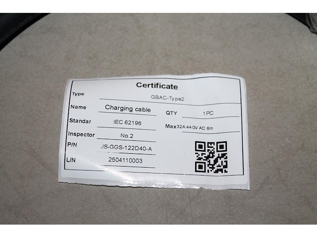 3 autolaadkabels / koppelkabels gbac - type 2. 6m 5x6mm2. - afbeelding 2 van  3