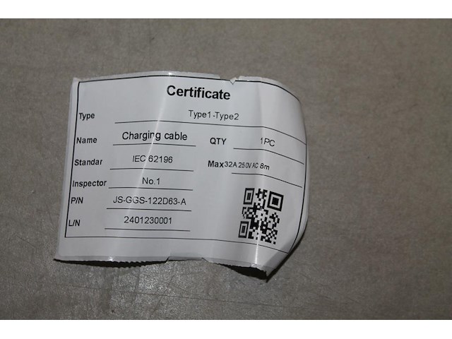 3 autolaadkabels / koppelkabels type 1 - type 2. 8m 3x6mm2. - afbeelding 2 van  3