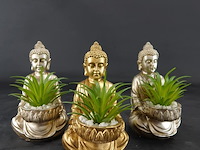 3 boeddha's met groen - afbeelding 1 van  5