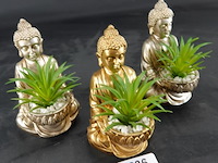 3 boeddha's met groen - afbeelding 2 van  5
