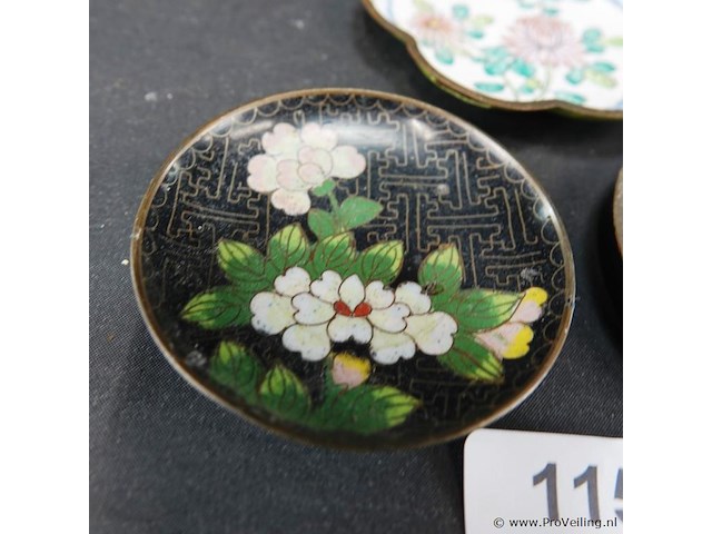 3 chinese cloisonne schaaltjes - afbeelding 2 van  5