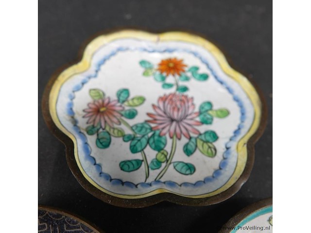 3 chinese cloisonne schaaltjes - afbeelding 3 van  5