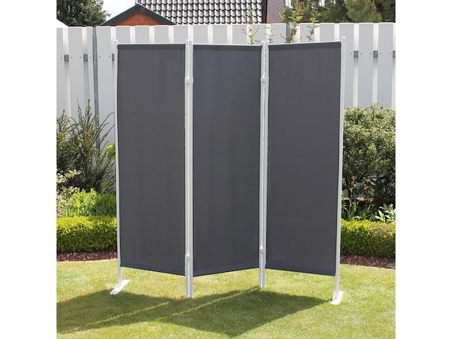 3-delig tuin wind- en privacyscherm, leco, paravent 3-teilig, antraciet - afbeelding 2 van  6