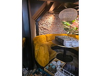3 delige restaurant bankenset en ronde tafel - afbeelding 3 van  5