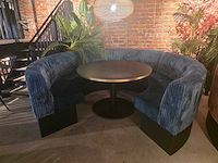 3 delige ribfluweel restaurant bankenset met ronde tafel - afbeelding 3 van  6