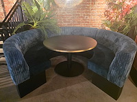 3 delige ribfluweel restaurant bankenset met ronde tafel - afbeelding 4 van  6