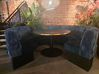 3 delige ribfluweel restaurant bankenset met ronde tafel - afbeelding 5 van  6