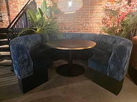 3 delige ribfluweel restaurant bankenset met ronde tafel - afbeelding 3 van  6