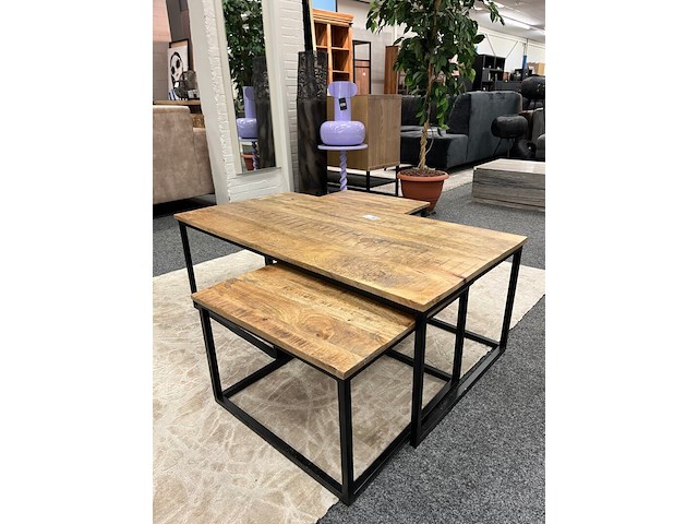 3 delige salontafel set, mango - afbeelding 2 van  5
