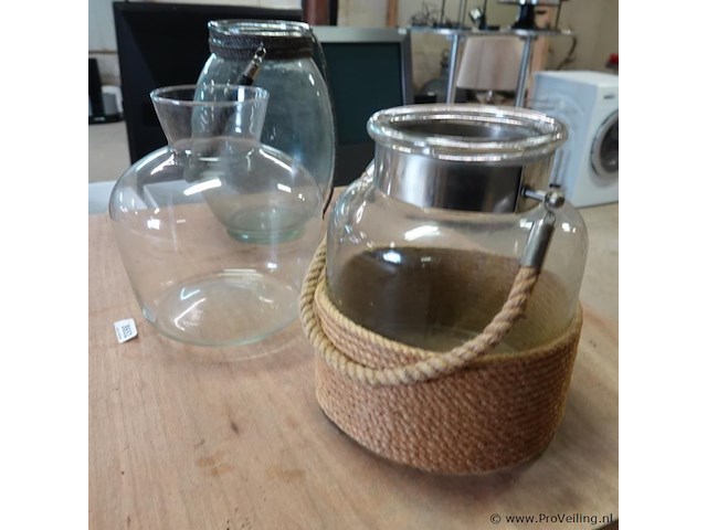 3 glazen windlichten/vazen - afbeelding 5 van  5