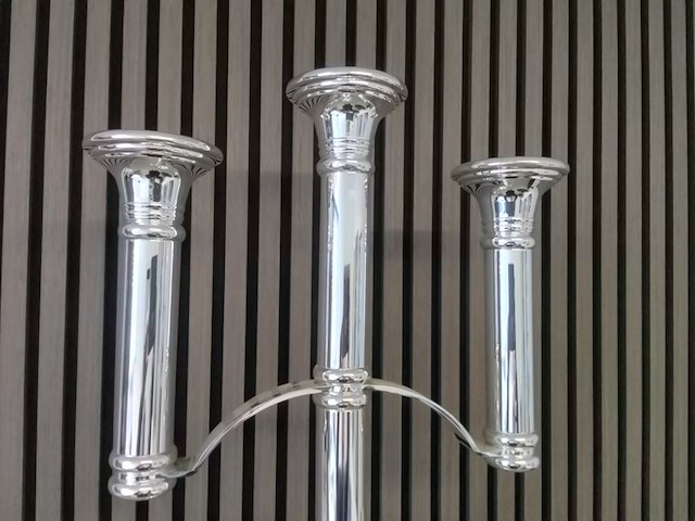 3 koppige verzilverde kandelaar, fink silber - afbeelding 2 van  4