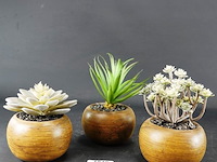 3 kunstcactussen in pot - afbeelding 2 van  5