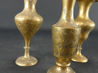 3 messing vaasjes met gedreven decor - afbeelding 4 van  5