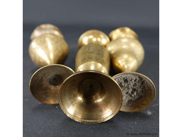 3 messing vaasjes met gedreven decor - afbeelding 5 van  5