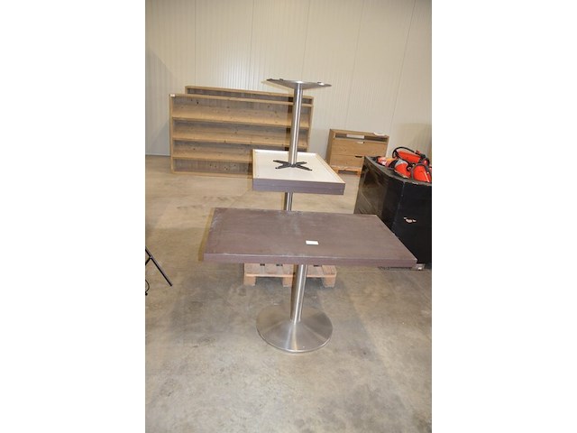 3 moderne bistrotafels op centrale voet bruin blad afm. 120x70 - afbeelding 1 van  7