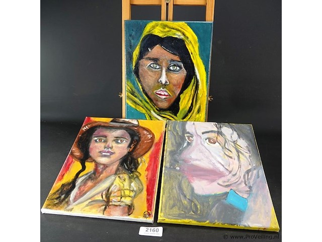 3 olieverfschilderijen op doek - afbeelding 1 van  4