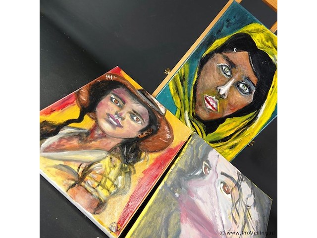 3 olieverfschilderijen op doek - afbeelding 2 van  4