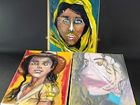 3 olieverfschilderijen op doek - afbeelding 1 van  4