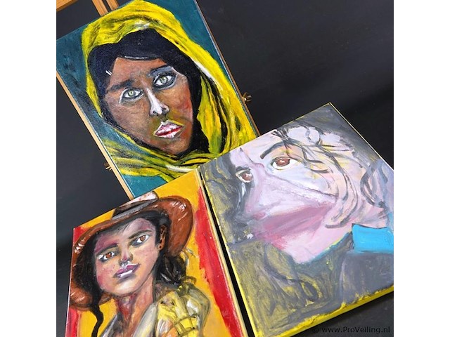 3 olieverfschilderijen op doek - afbeelding 3 van  4