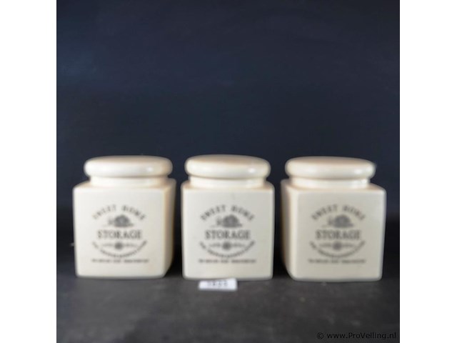 3 sweet home keramische voorraadpotten - afbeelding 1 van  5