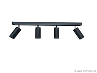 3 x gu10 opbouwspot armatuur – 4 draaibare spots – ip20 – zwart - afbeelding 2 van  5