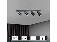 3 x gu10 opbouwspot armatuur – 4 draaibare spots – ip20 – zwart - afbeelding 4 van  5