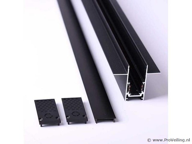3 x inbouw magnetische rail – 20mm – 48v – 3 meter – zwart - afbeelding 3 van  5