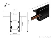 3 x inbouw magnetische rail – 20mm – 48v – 3 meter – zwart - afbeelding 5 van  5