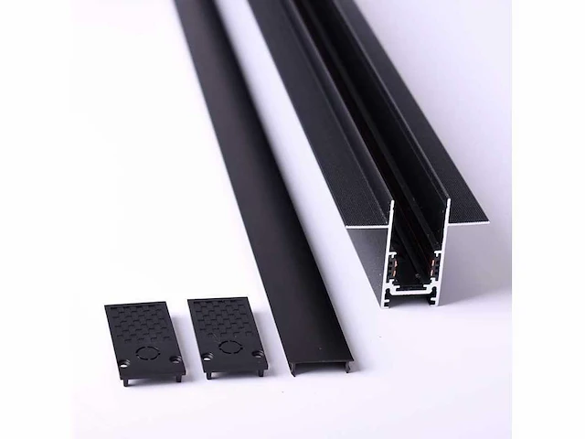 3 x inbouw magnetische rail – 20mm – 48v – 3 meter – zwart - afbeelding 3 van  5