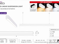 3 x led lineaire hanglamp 40w – 3cct instelbaar - wit – innova3-40 3cct - afbeelding 4 van  5