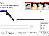 3 x led lineaire hanglamp 40w – 3cct instelbaar - zwart – innova3-40 3cct - afbeelding 4 van  5
