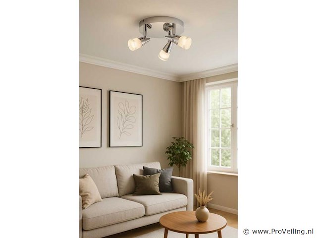 3 x led plafondlamp – 3 spots – 3 x 5w – 4000k neutraal wit – zilver – di01 - afbeelding 2 van  4