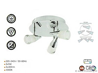 3 x led plafondlamp – 3 spots – 3 x 5w – 4000k neutraal wit – zilver – di01 - afbeelding 3 van  4