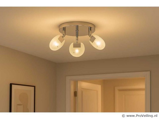 3 x led plafondlamp – 3 spots – 3 x 5w – 4000k neutraal wit – zilver – hl7160l - afbeelding 1 van  4