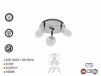 3 x led plafondlamp – 3 spots – 3 x 5w – 4000k neutraal wit – zilver – hl7160l - afbeelding 3 van  4