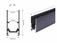 3 x magnetische rail voor opbouw – 20mm – 48v – 2 meter – zwart - afbeelding 5 van  5