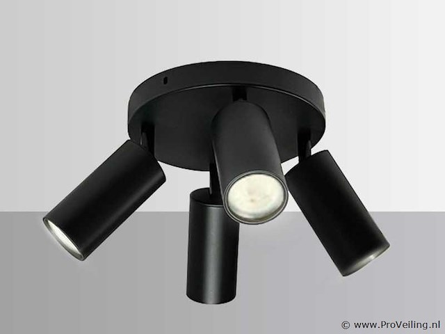 3 x ronde opbouwspot – 4 x gu10 – draaibare spots – zwart - afbeelding 2 van  6
