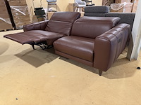 3-zits bank, bruin leder, elektrisch verstelbaar, verstelbare neksteunen - afbeelding 2 van  6