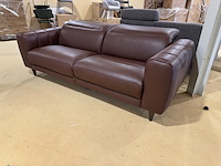 3-zits bank, bruin leder, elektrisch verstelbaar, verstelbare neksteunen - afbeelding 3 van  6