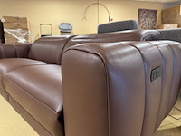 3-zits bank, bruin leder, elektrisch verstelbaar, verstelbare neksteunen - afbeelding 4 van  6