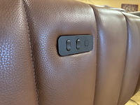 3-zits bank, bruin leder, elektrisch verstelbaar, verstelbare neksteunen - afbeelding 5 van  6