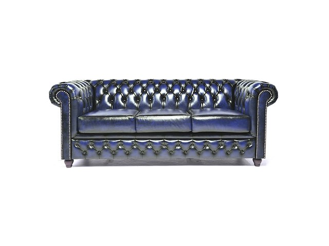 3-zits bank chesterfield, brighton, blauw - afbeelding 1 van  4