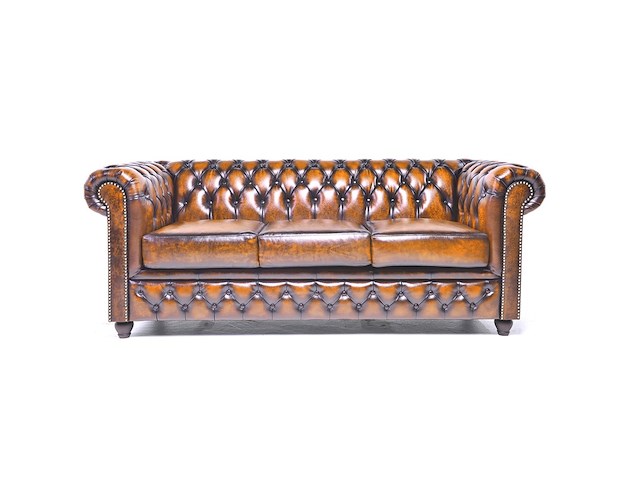 3-zits bank chesterfield, brighton, bruin - afbeelding 1 van  5