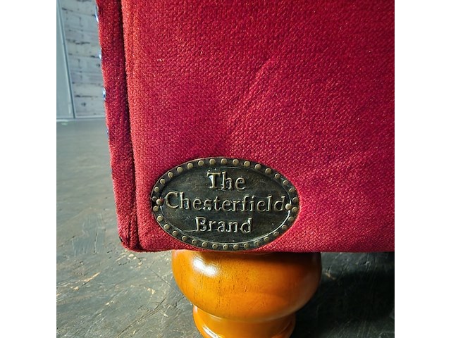 3-zits bank chesterfield, brighton, rood - afbeelding 3 van  5