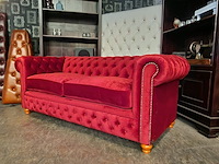 3-zits bank chesterfield, brighton, rood - afbeelding 4 van  5