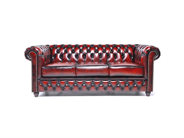 3-zits bank chesterfield, brighton, rood - afbeelding 1 van  5