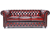 3-zits bank chesterfield, brighton, rood - afbeelding 1 van  5