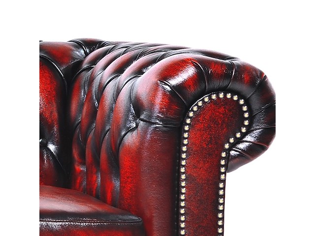 3-zits bank chesterfield, brighton, rood - afbeelding 3 van  5